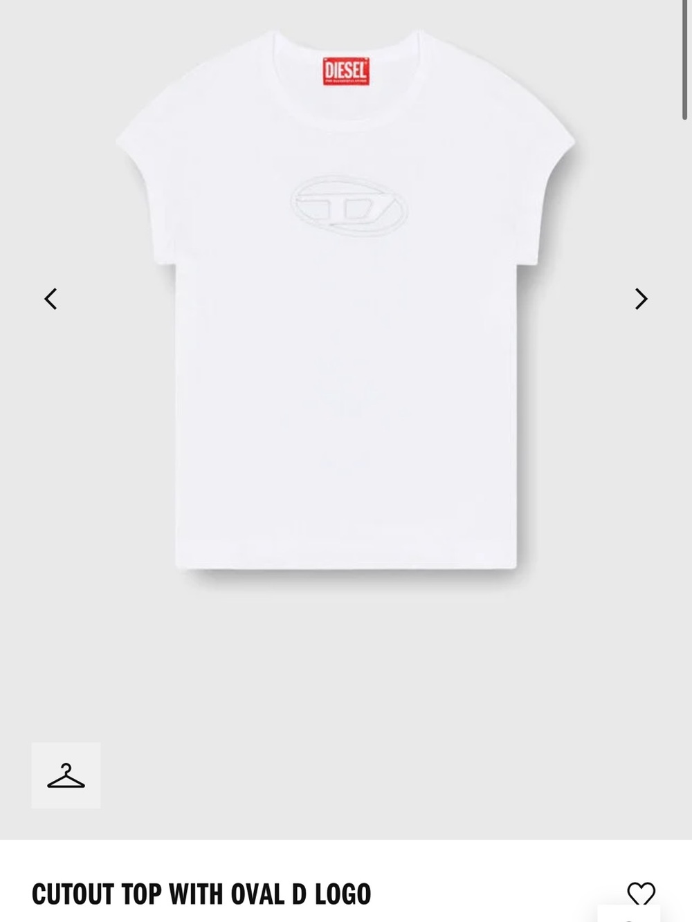 Diesel White Crew Tee with Subtle Oval D Logo